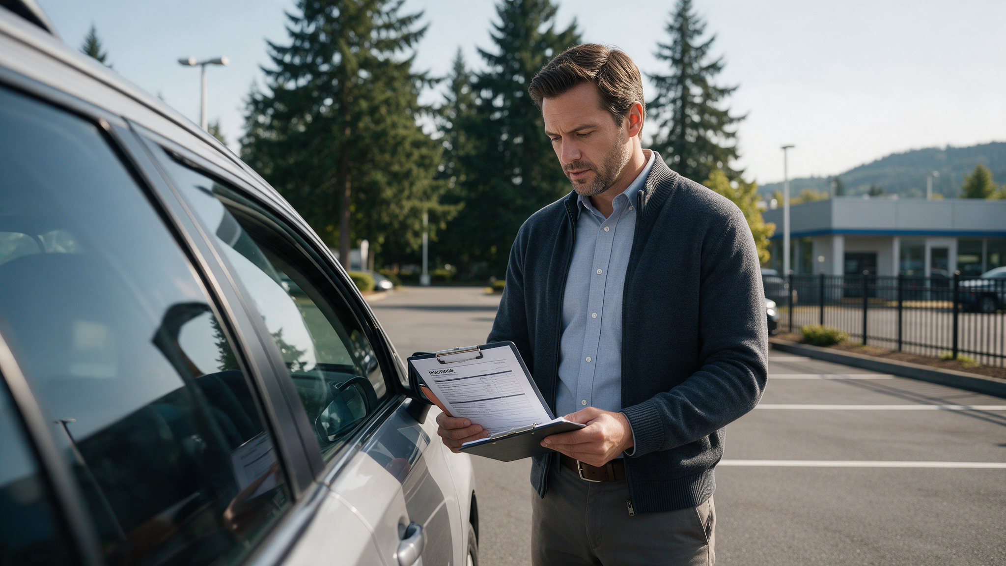 Auto appraiser reviewing diminished value claim for a repaired vehicle in Tacoma WA